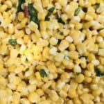 Close up shot of sweet corn salad