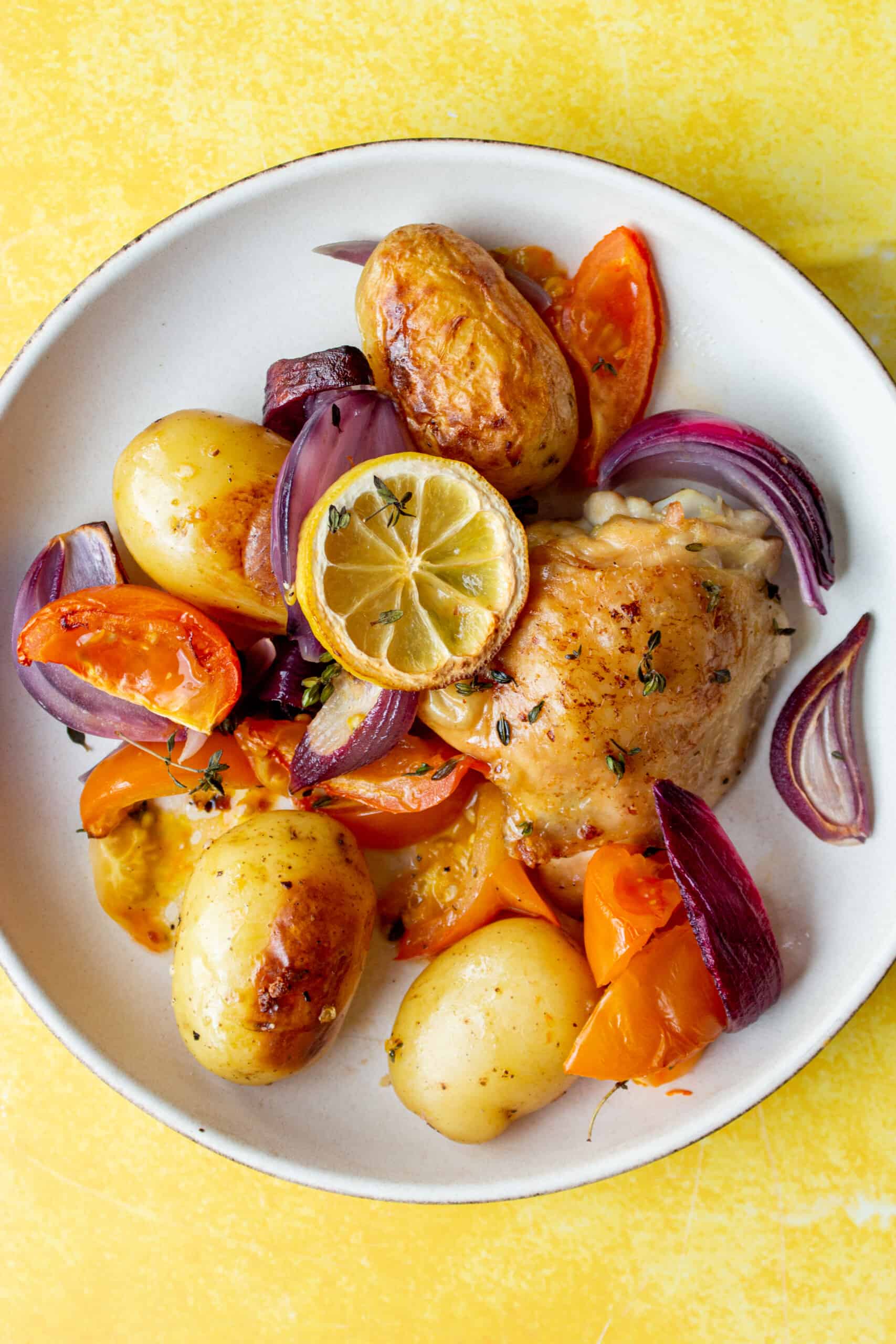 Lemon And Thyme Chicken Thigh Tray Bake Beat The Budget Lemon And Thyme Chicken Thigh Tray Bake Beat The Budget
