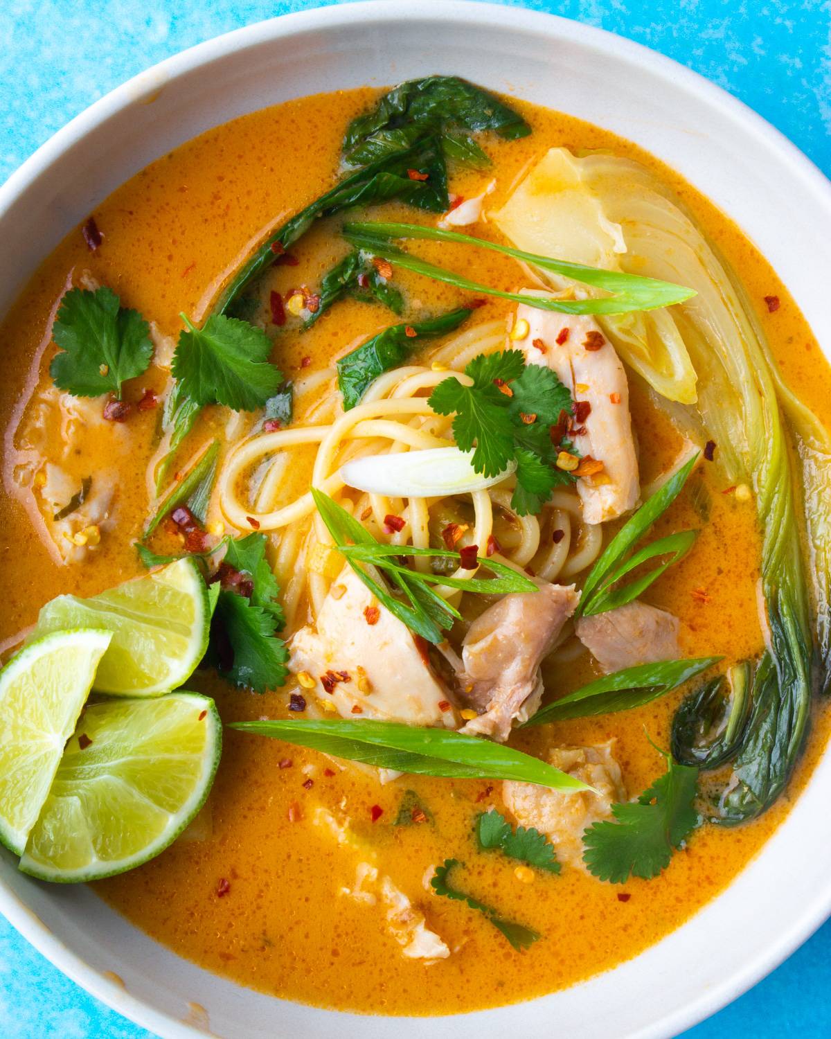Creamy Spiced Thai Chicken Noodle Soup - Beat the budget
