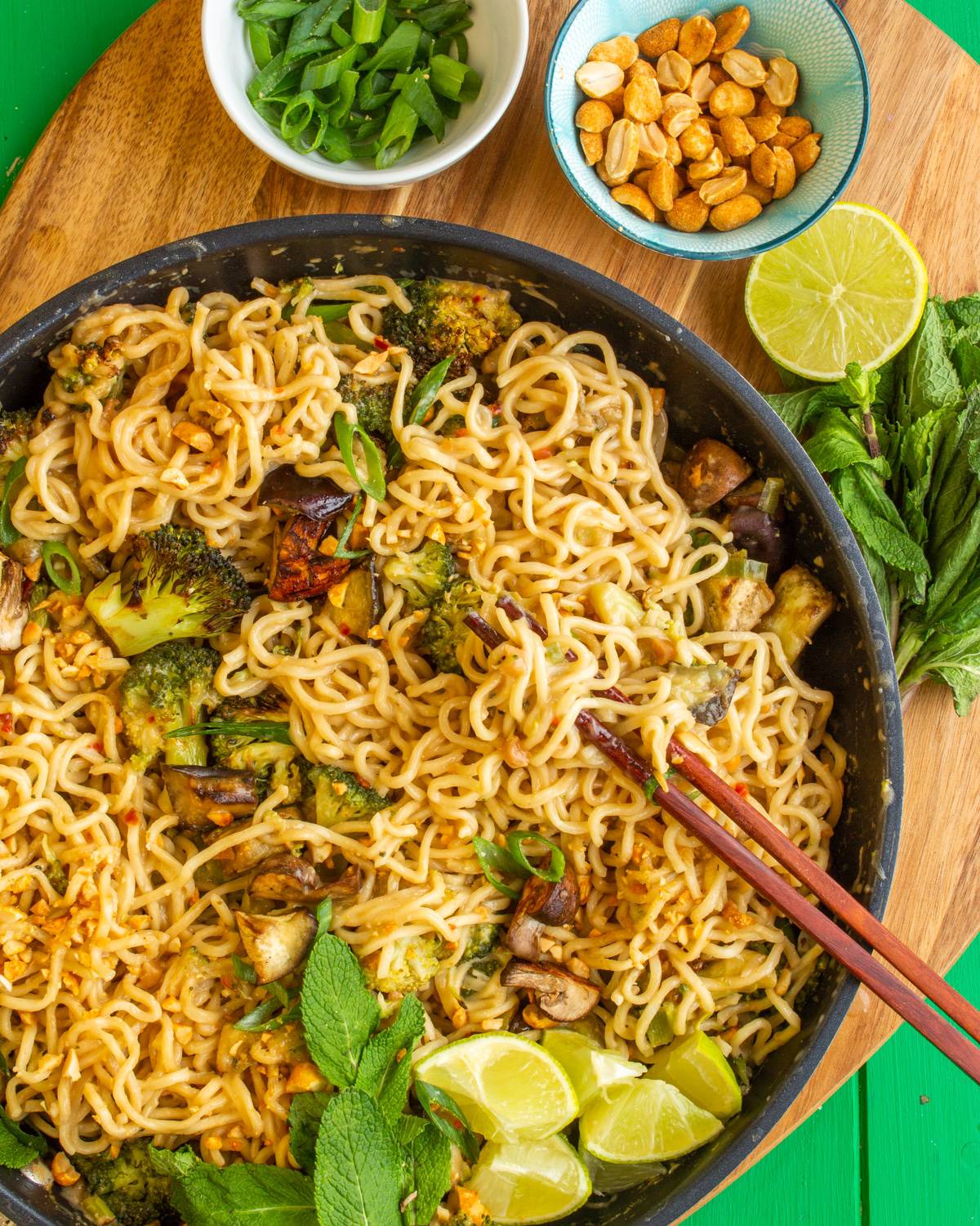 Peanut Noodles with Roasted Soy Vegetables – Beat The Budget