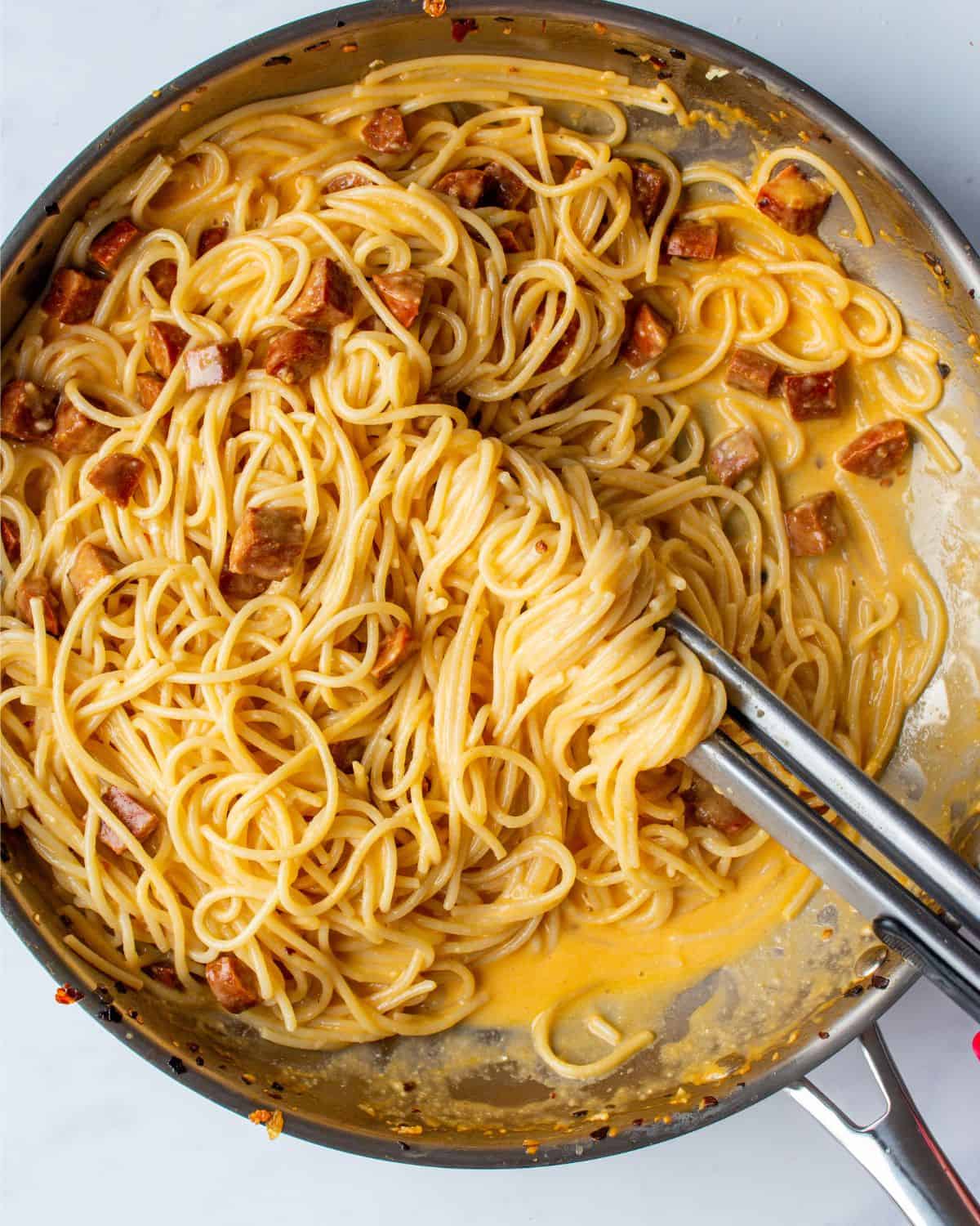 5 Ingredient Spaghetti Chorizo Carbonara-image