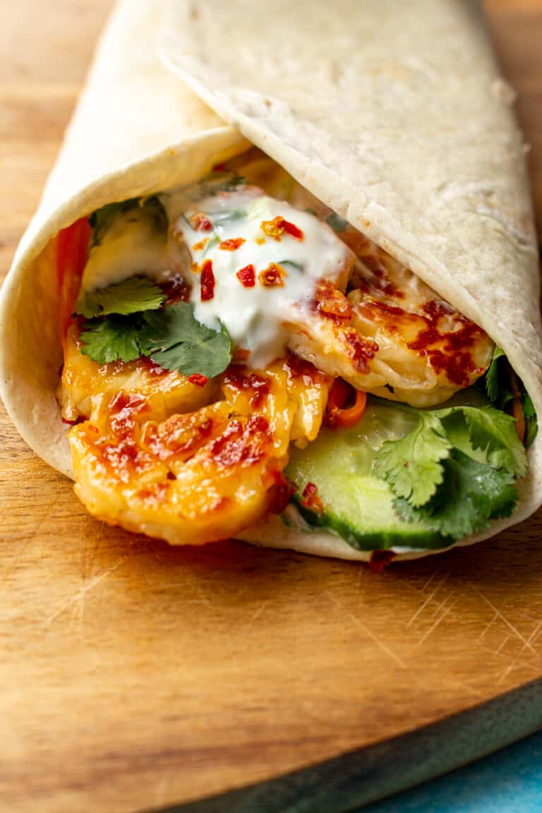 Sweet Chilli Halloumi Wrap Beat The Budget