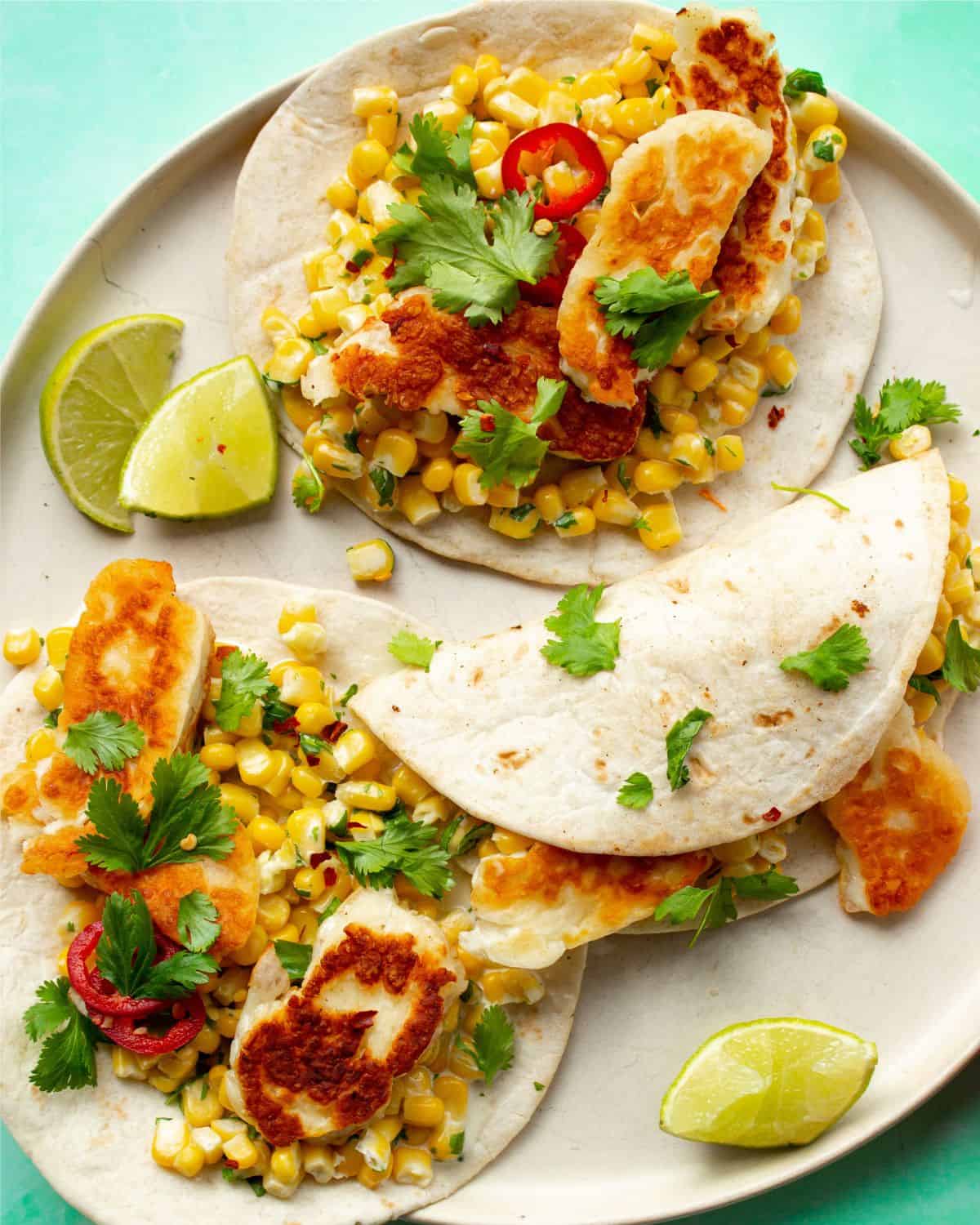 Halloumi Tacos (Vegetarian Soft Tacos) – Beat The Budget