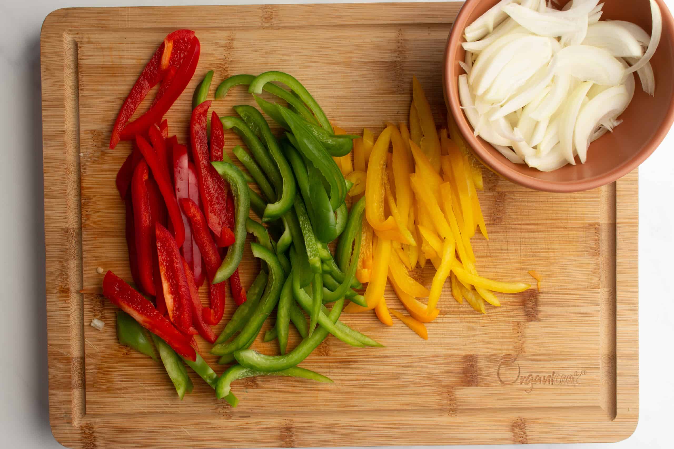 Chopped peppers on board
