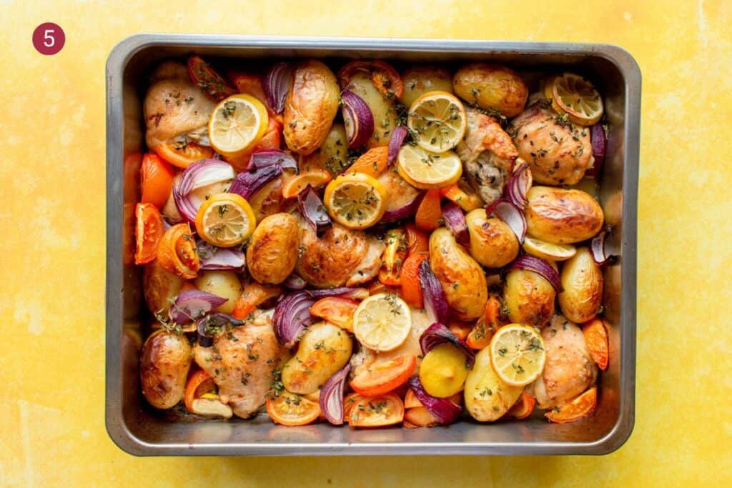 Lemon and Thyme Chicken Thigh Tray Bake Beat The Budget