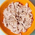 shredded chicken in a bowl.