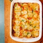 Layered and cooked to golden brown layered boulangere potatoes