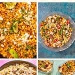 A collage of sweetcorn dishes, from a corn salad with feta and lime to creamy corn pasta and corn-topped baked bowls, under the title Top Sweetcorn Dishes. Explore delicious recipes using corn in every bite!.